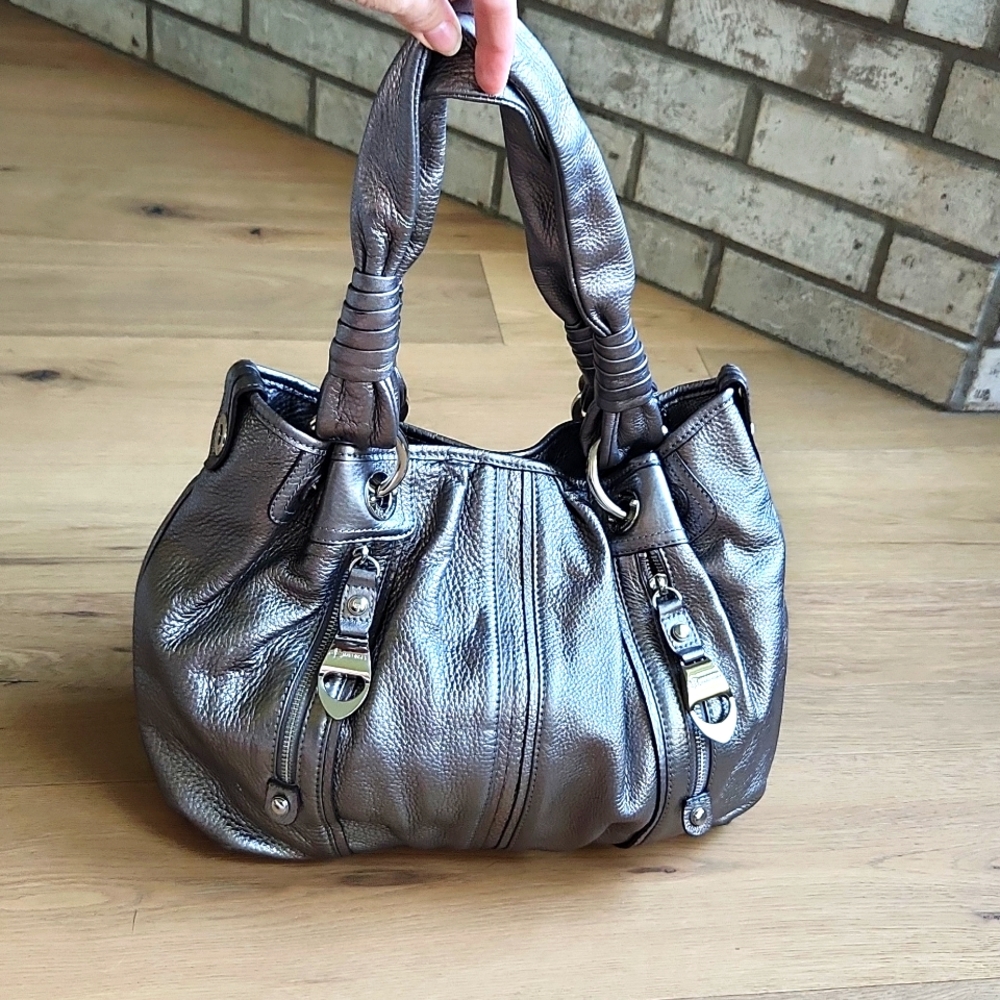 B. Makowsky Slate Silver Hobo Shoulder